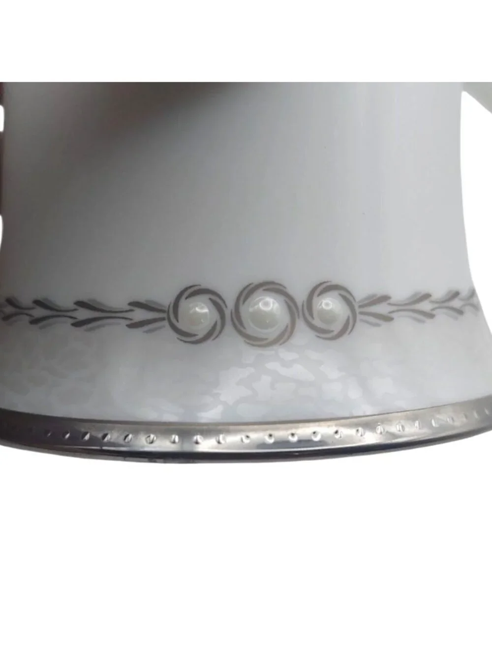 Noritake Bone China Tea Cup & Saucer Pearl Luxe Porcelain Japan 4816 Silver Trim